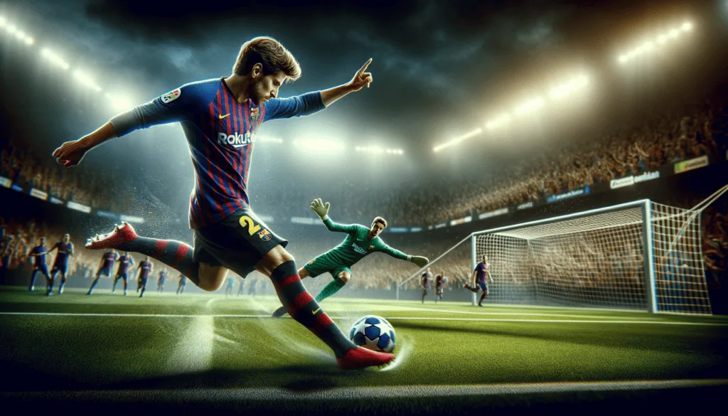 Barcelona soccer player, Sergi Roberto scores a goal in a thrilling victory over Almeria.